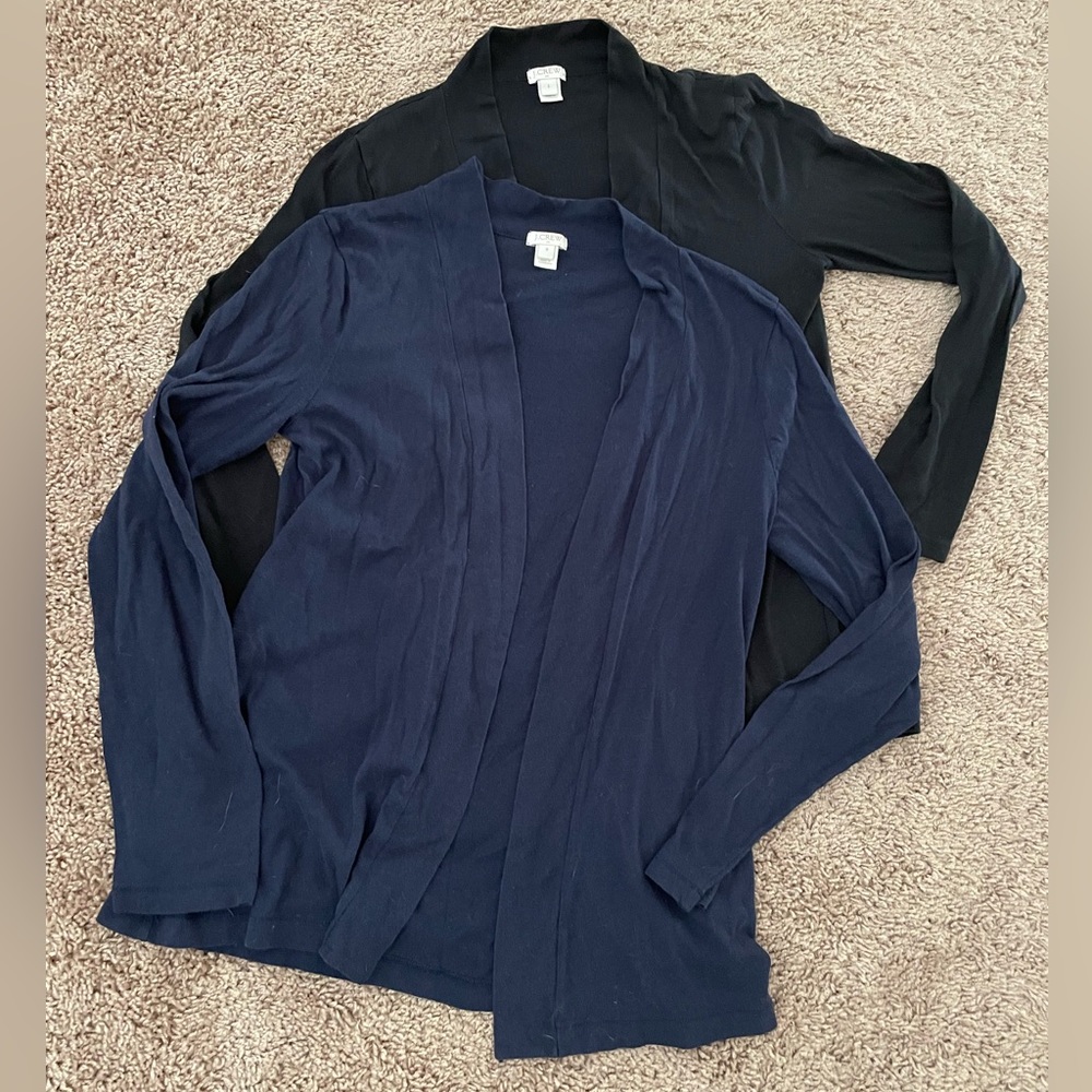 J. Crew tissue T-shirt cardigan open front top navy black small medium s m